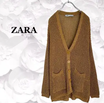 자라 [ ZARA ] 가디건 [ F ] 카멜 시스루 니트 긴팔 큼직한