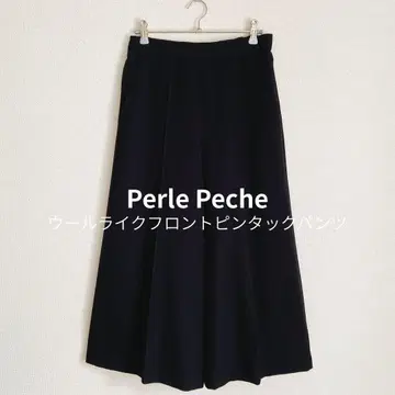 페를르페슈 팬츠 블랙 핀턱 와이드 울라이크 일본제