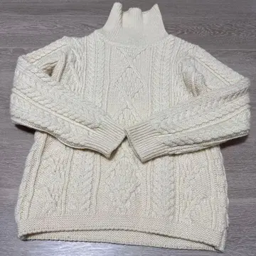 프릭스스토어 케이블 니트 터틀넥 탑 영국산 울 100