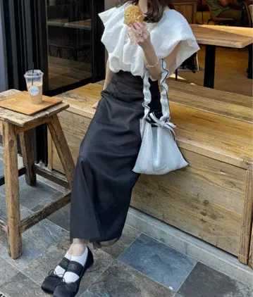 hinari 튤 레이어드 스커트 차콜 그레이 프리 사이즈