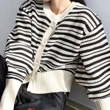 FIKA. 니트 보더 가디건