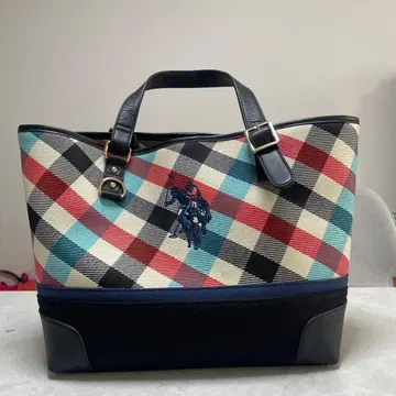 U.S. POLO ASSN. 체크 무늬 토트백