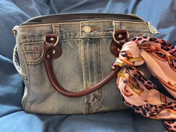 데님풍 토트백 스카프 포함