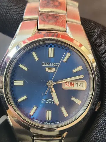 SEIKO 5 자동 손목시계 파랑