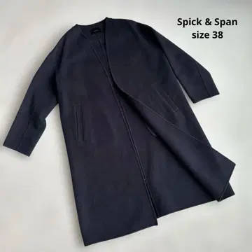 [ 38 ] Spick & Span 노카라 롱 코트 네이비 다크 네이비