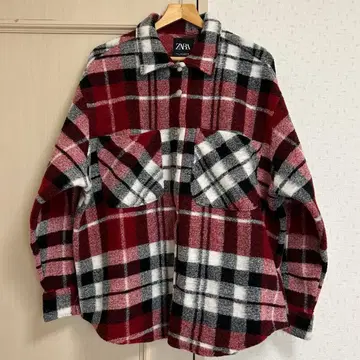 [ 새상품 ] ZARA 체크 셔츠 자켓 빨간색 2