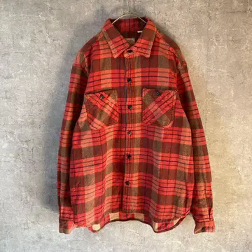 Houston 헤비 플란넬 셔츠 긴팔 체크 셔츠 아메카지 XL 사이즈