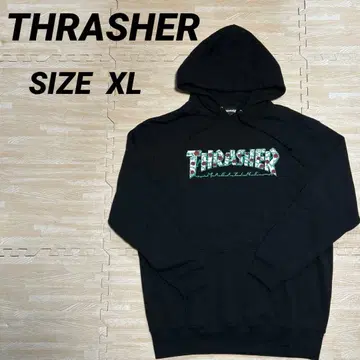 Thrasher 트레셔 장미 디자인 블랙 후드티 XL