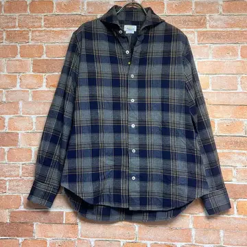 (컨디션 최상) 지안네토 호리젠탈 칼라 코튼 셔츠 브라운 체크 L