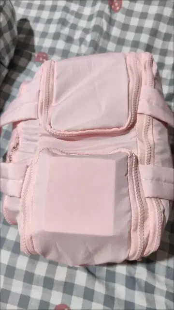 핑크 나일론 파우치 2컴파트먼트