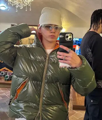 다운 자켓 더블 지퍼 브라운 핑크 46