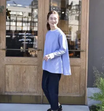 ourhome 주름이 잘 가지 않는 반슈 직물 플레어 블라우스