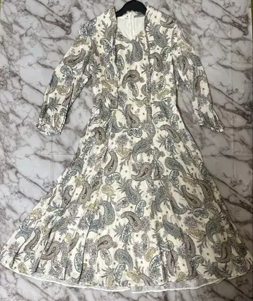 ANAYI 페이즐리 무늬 보타이 A라인 원피스 36