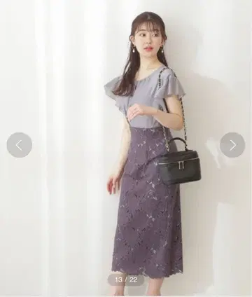 빅 플라워 레이스 롱 타이트 스커트 M