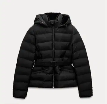 ZARA 후드 부착 벨트 아노락 다운