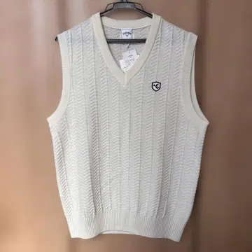 Callaway 아이보리 뜨개질 베스트 M 사이즈