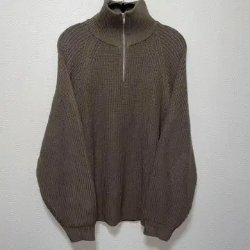 모노마트 지퍼 하이넥 니트 브라운 캐주얼 심플 M