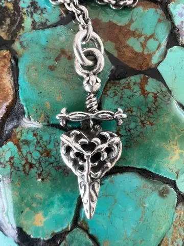 90s A&G 하트 대거 네크리스 실버 925