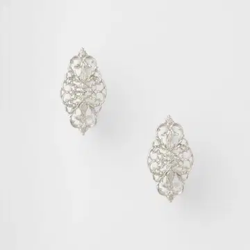 아가트 Agete 실버 x 10K 시스루 귀걸이 레이스 무늬 후프