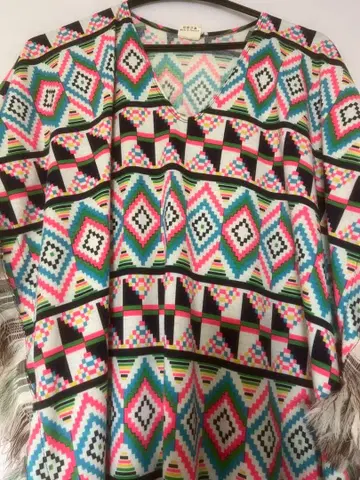 기하학 패턴 슬리브리스 롱 원피스