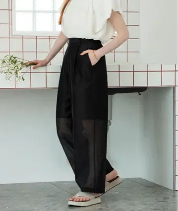 hinari 시어 센터 프레스 팬츠 블랙 S 사이즈