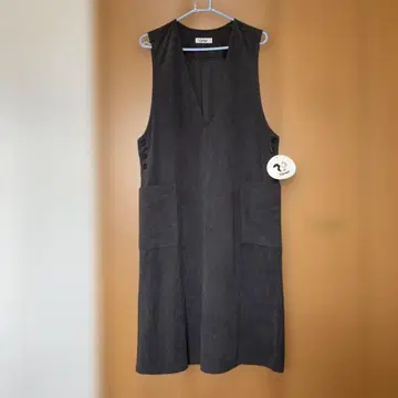 미사용 새상품 카니 다크 그레이 점퍼 스커트 L 코듀로이 QVC