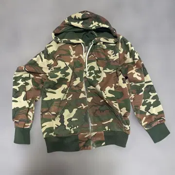 80s 카모플라쥬 풀 집업 후드티 안감 기모 빈티지