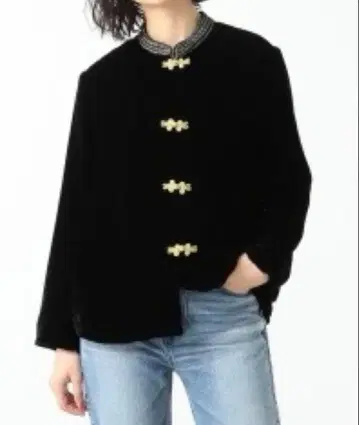 노카라 자켓 블랙 벨벳풍