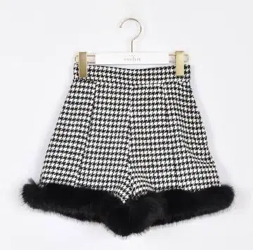 택 포함! evelyn 하운드투스 패턴 퍼 포함 숏팬츠