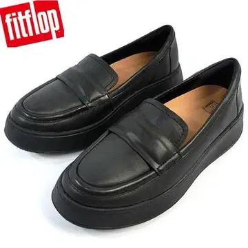 새상품 핏플랍 여성용 통굽 가죽 로퍼 US 6 (23cm) 블랙