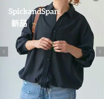 새상품 [ SpickandSpan ] 울라이크 헴 개더 셔츠 네이비