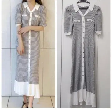 릴리안 캐럿 LILLIAN CARAT 트위드 라이크 니트 원피스