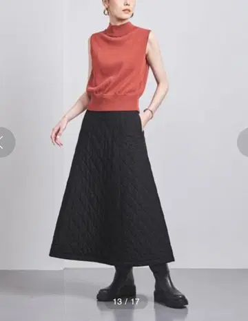 유나이티드 애로우즈 퀼팅 플레어 스커트 38