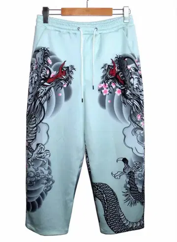 새상품급 GALFY 갈피 사대만자 벚꽃&용 저리 트랙 팬츠 L