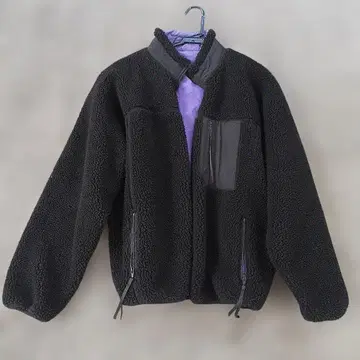 유나이티드 애로우즈 보아 자켓 블랙 보라색 안감 포켓 부착