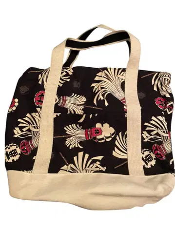 일본풍 디자인 캔버스 백 블랙 빨간색 화이트