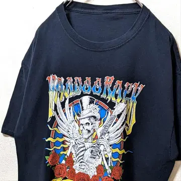 VOODOO 락 월드 투어 빅 로고 T셔츠 블랙 블랙 구제 의류