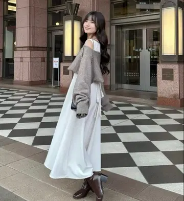 holiday&holiday 오프숄더 니트 롱 원피스