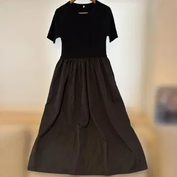 블랙 반팔 롱 원피스 L