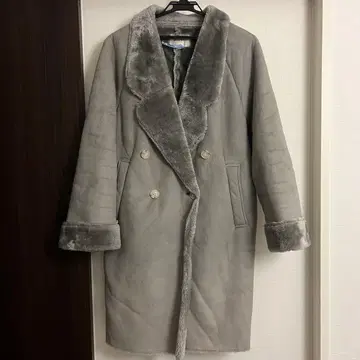 moussy 아우터 그레이 무스탕 롱 코트 F