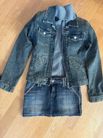 세트 헤이세이 갸루 미니스커트 니트 G 재킷 y2k