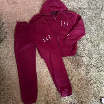 GAP 30주년 버건디 풀 집업 후드티 셋업