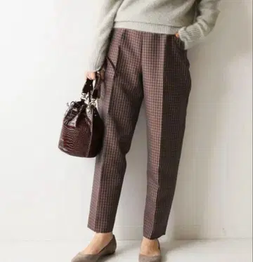 spick&span 체크 테이퍼드 팬츠 컬러 체크 사브리나 팬츠