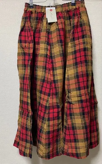 이치 앤티크스 린넨 롱 스커트 체크