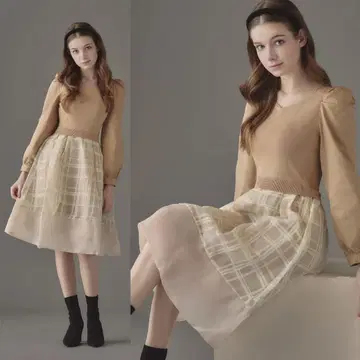 EmiriaWiz 에밀리아 위즈 파워숄더 시어 체크 원피스