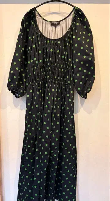 케이트 스페이드 네이비 그린 도트 롱 원피스