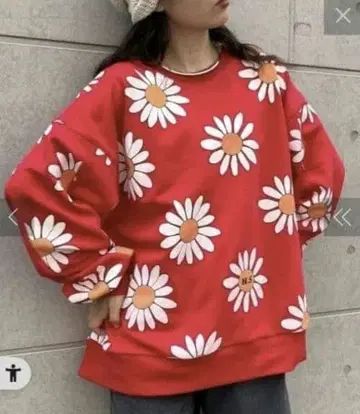 새상품 마가렛 프린트 오버 맨투맨 레드