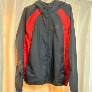 Jordan 후드 부착 나일론 자켓 블랙/빨간색