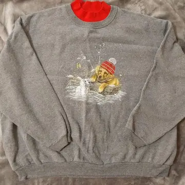 빈티지 맨투맨 그레이 도그 하이넥 레트로 USA 해 -