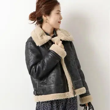 YURIE A. x Spick & Span 에비에이터 블루종 블랙